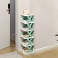 Creative 5-layer Shoe Rack Storage Organizer Simple Plastic Household Multi-function Space-saving Folding Shoe Stacker Shelf Large Size. 