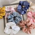 Fashion Women Girls Silky Satin Hair Scrunchies Solid Stretch Elastic Hair Ties Simple Elegant Rubber Band Ponytail Hair Bands. 