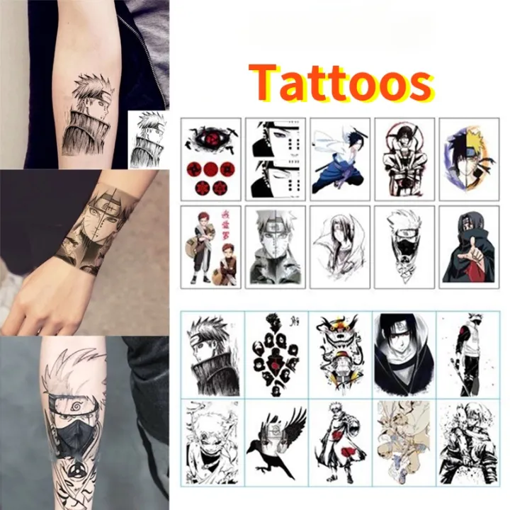 Anime Naruto Tattoos Stickers Akatsuki Sasuke Uchiha Itachi DIY Waterproof Halloween Cosplay Accessories