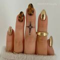 24pcs Black 3D Bow Almond Nails Tips Pearl Love Sequin Design False Nails Art Removable Waterproof Artificial Press on Nail. 