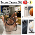 Tecno Camon 30s Case Magnetic Sticker Shockproof Phone Case for Tecno Camon 30 Pro 3In1 Tempered Glass Screen Protector+back film.