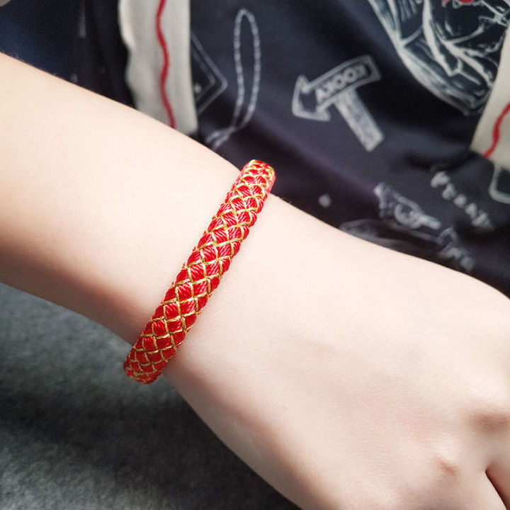 Hand-Woven Couple Advanced Dragon Scale Texture Carrying Strap Finished Product Trendy Bracelet Men's Black Koi Hand-Knitted Rope Bracelet