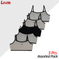 Pack of 3 Assorted Cotton Girls Bra Crop Cami Training Bras for Little Girl with Adjustable Straps From Levin. 
