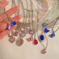 5Pcs Crystal Butterfly Heart Shape Chokers & Water Drop Pendant Necklaces Set for Women and Girls - Trendy Geometric Jewelry. 