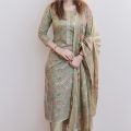 Exclusive Cotton Unstitched Skin Print High Quality Three Piece dress For Women.