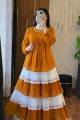 L.F.M Premium 2-Piece Cherry Georgette Kurta and Lace-Work Multi-Tiered Skirt Set – Customized Flare (100+ inches).