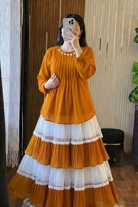 L.F.M%20Premium%202-Piece%20Cherry%20Georgette%20Kurta%20and%20Lace-Work%20Multi-Tiered%20Skirt%20Set%20%E2%80%93%20Customized%20Flare%20(100+%20inches)%20-%20Image%203
