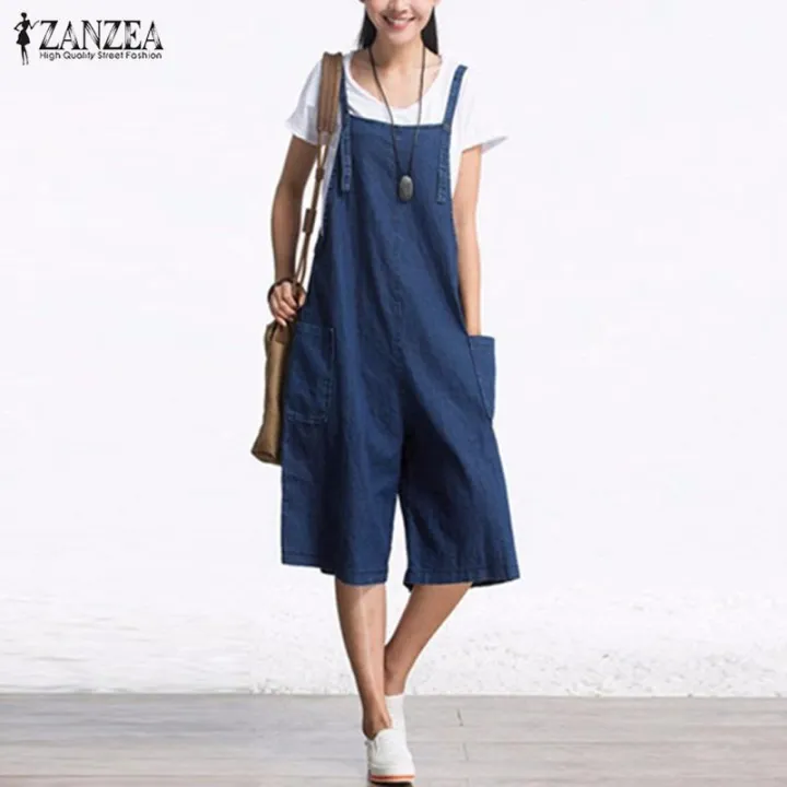 ZANZEA%20Rompers%20Womens%20Jumpsuit%20Summer%20Autumn%20Sleeveless%20Fashion%20Wide%20Leg%20Pants%20Denim%20Calf%20Length%20Vintage%20Overalls%20S-5XL%20-%20Image%202
