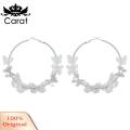 Carat Lady Circle Earrings Shiny Ladies Fashion Hollow Out Butterfly Hoop Earrings. 