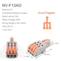 1 Input 2/3/4/5 Output Splitter Quick Spring Splicing Wire Connl ector Electric Cable Terminal Block Push In With Operation Lever. 