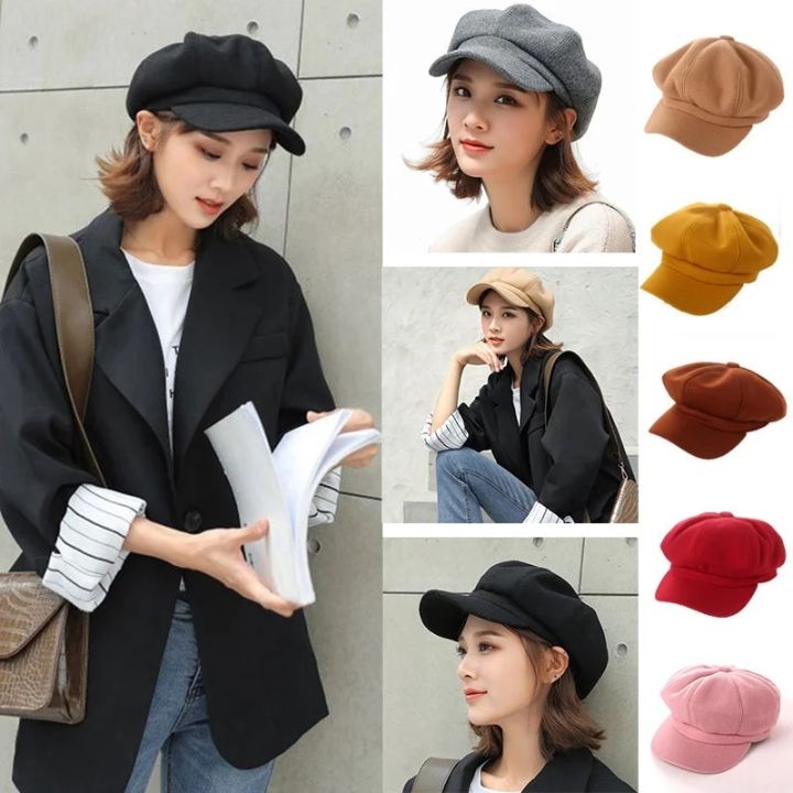 Auutmn Winter Hats for Women Solid Plain Octagonal Newsboy Cap Men Ladies Casual Wool Hat Winter Beret Women Painter Cap