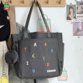 TAG Lifestyle Exclusive Alphabet Embroidery Design Canvas Tote Bag Sand Brown Color Fashionable Top Handle With 4 Outside Pockets Trendy Fashionable Tote Bag for University, College Students Girls And Women With Free Pouch, Pencil Bag. 