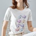 Street Fashion Women's T-shirt White Classic Daisy 3D Pattern Printing T-shirt Top O-neck Ladies Youth Commuter All-match Top. 