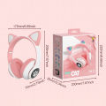 Cat STN-28 Wireless Headphones For Girls LED Glowing Light Sports and Gaming Headphones, Support Mic AUX IN TF Card Cat Ear Bluetooth Earphone STN 28. 