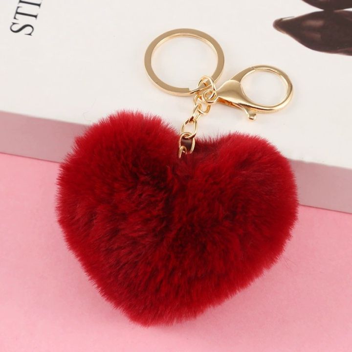 Cute Bag Attachment Soft Keychain Heart keyring for Ladies