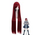 Anime fairy tail erza scarlet wig cosplay 100cm burgundy long straight cosplay wig for anime women daily synthetic hair wig. 