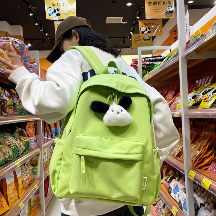 School bag female college student japanese minimalist style solid color simple versatile trend high school student backpack wholesale backpack