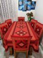 Screen Print Dining Table Runner And 06 Chair Cover. 