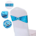 High end hotel banquet elastic bow ribbon without tie, flower hot stamping strap on back of the chair. 