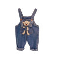 Girls autumn wing denim bib pants bib pants pink bib jeans foreign jeans E17. 