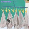 Amamia Multifunction Clothes Hanger with 8 Clips Antiskid Space Saving Closet Organizer.