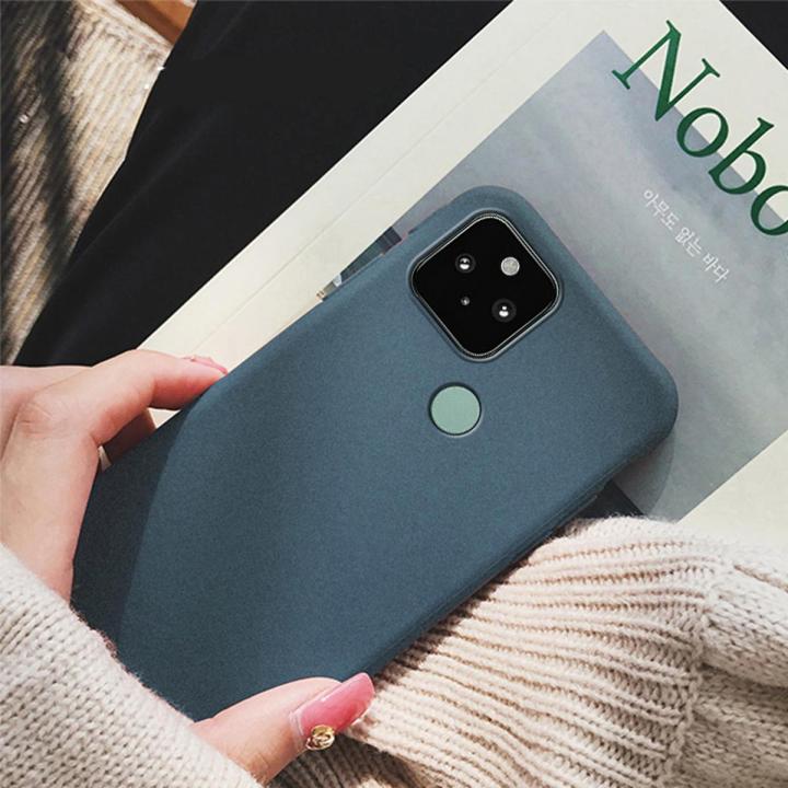 Tokifu For Google Pixel 5 Back Cover Matte Simple Solid Color Soft Silicone TPU Case