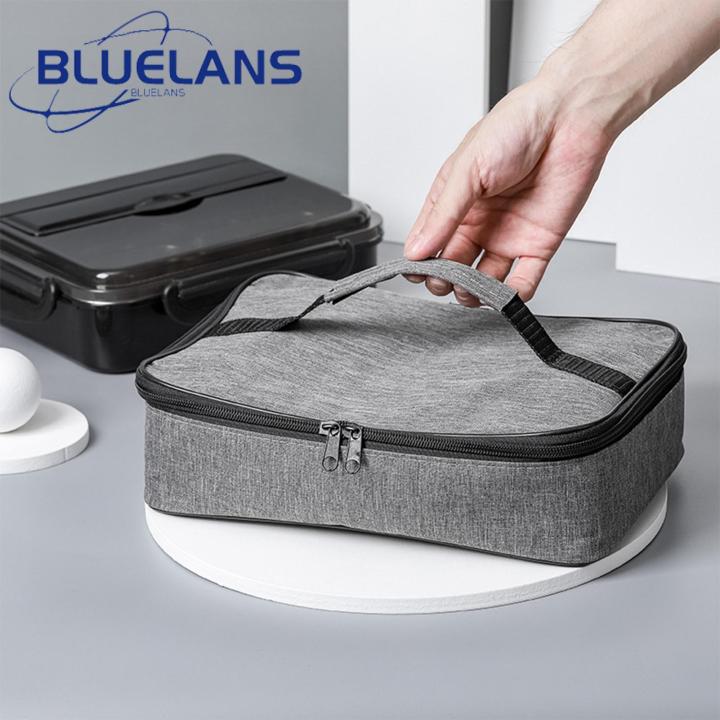 Bento Box Bag Double Zipper Rectangle Portable Thermal Lunch Box Pouch