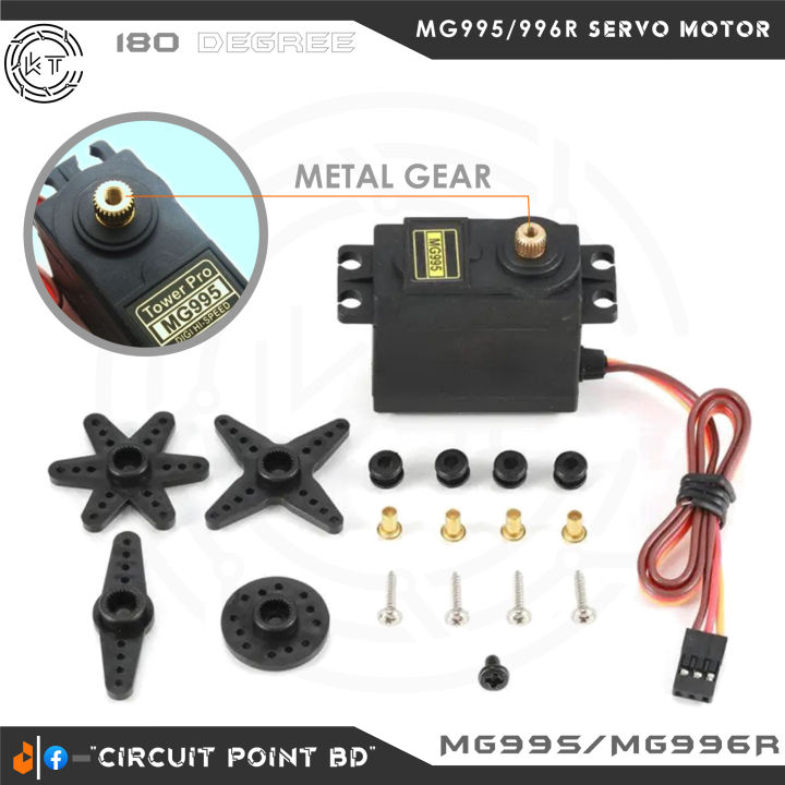 Servo Motor MG995 / MG996R Fully Metal Gear High Torque Servo Motor 180° Rotation Standard Quality with Gear Tools & Screw For Arduino, ESP, Raspberry pi or DIY Electronic Project.