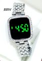 Exclusive Screen Touch LED Display Stainless steel All Material Diamond Card Stone Fashionable Women Watch. 