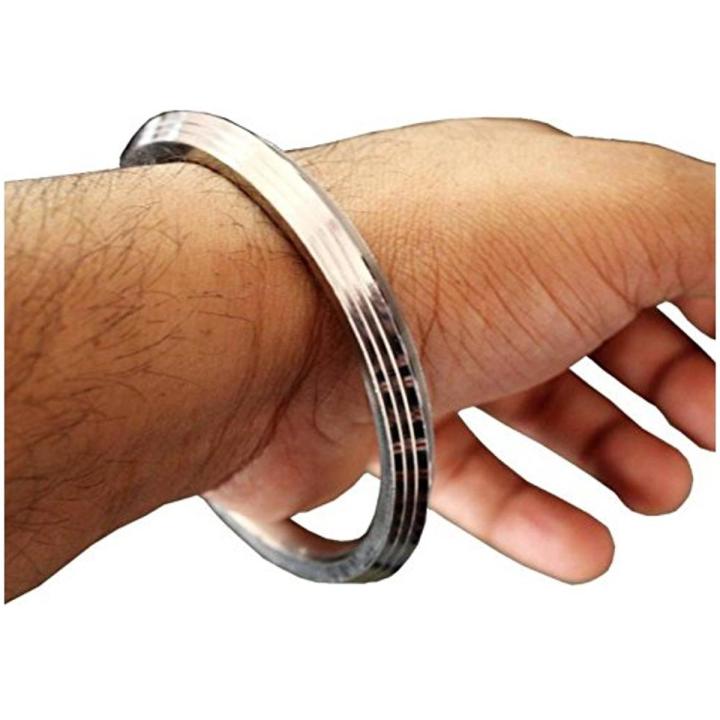 Stainless Steel Kada for Men Bracelet- Silver Round Bracelet For