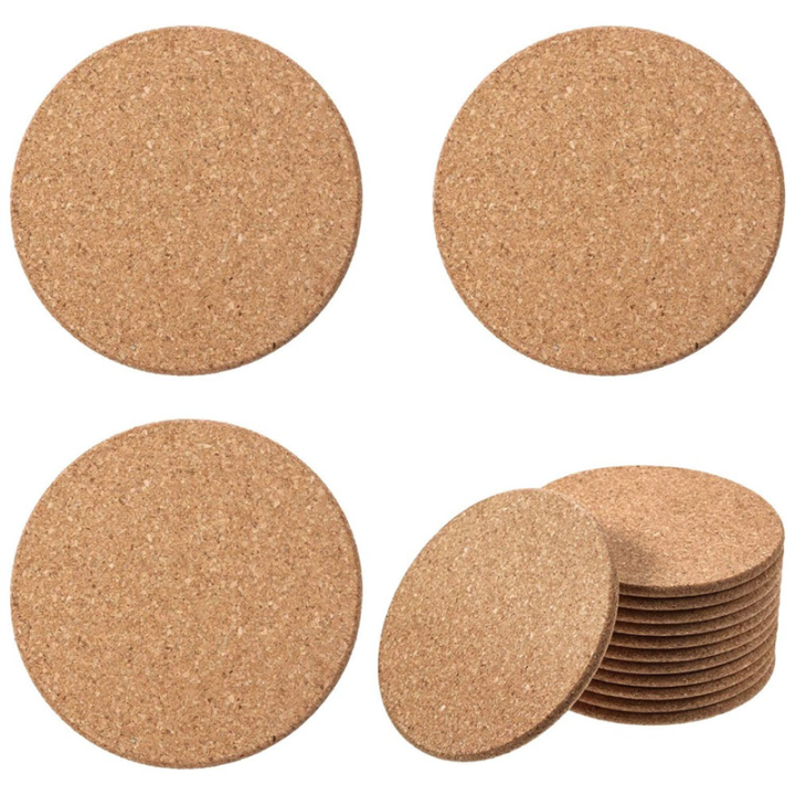 12 PCS Wooden Thick Cork Coasters for Drink 4 Inch Wooden Thick Drink Coasters Set for Plants Bar Glass Cup Table