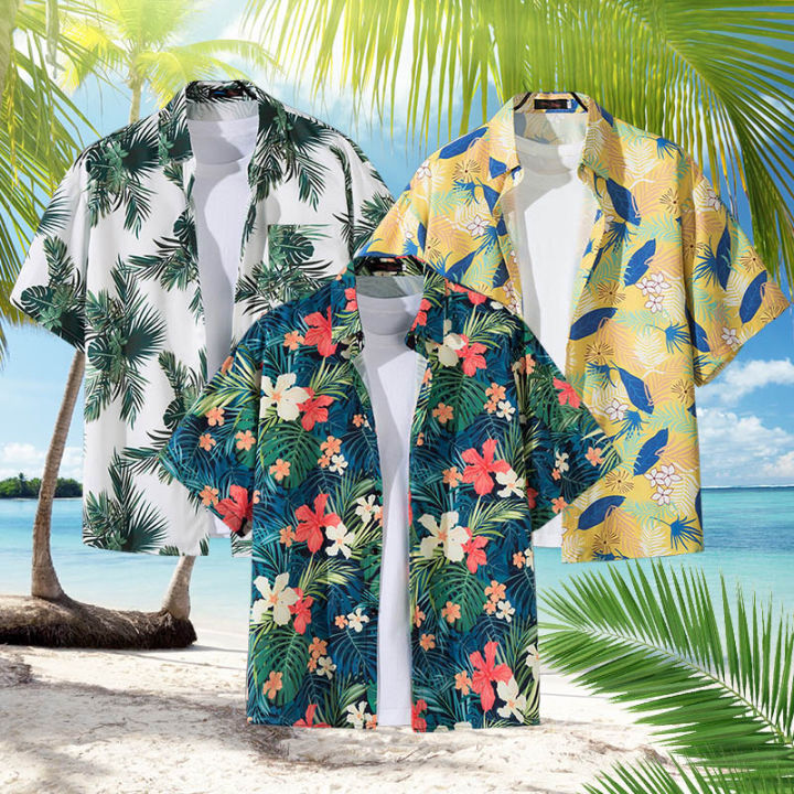Men's%20Short%20Sleeved%20Floral%20Shirt%20Loose%20Hawaiian%20Shirt%20Casual%20Versatile%20Beach%20Top%20Turn-Down%20Collar%20Summer%20Loose%20Popular%20Quick%20Dry%20-%20Image%202
