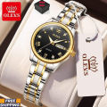 Olevs 4580 Silver & Golden Two Tone Stainless Steel Analog Wrist Watch For Women - White, Silver, Black & Golden.