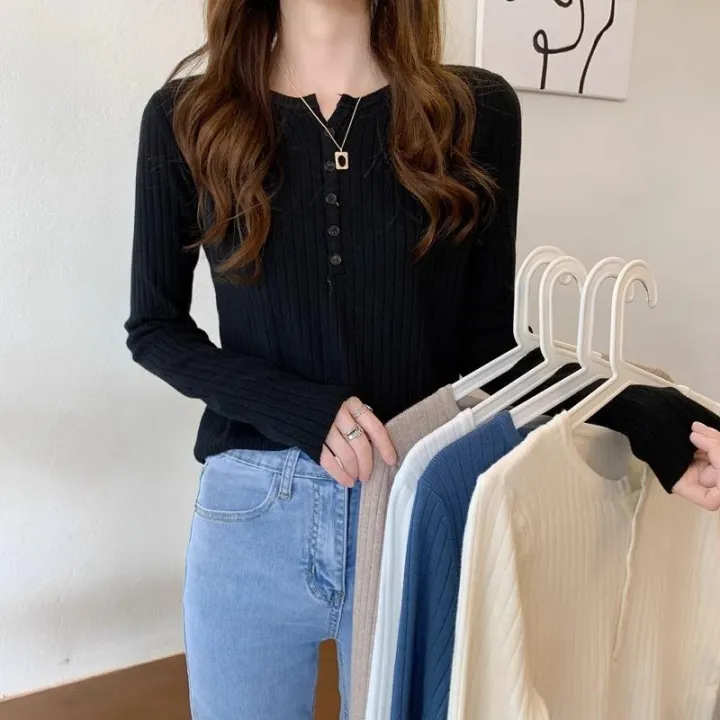 Autumn%20New%20Japanese%20Lazy%20Style%20Western%20Style%20Fashion%20Bottoming%20Shirt%20Women's%20Slim%20Fit%20Slimming%20Versatile%20Long%20Sleeves%20Knitwear%20Top%20-%20Image%203