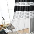 French Retro White Black Strips Curtains Velvet Embroidery Sheer Tulle Curtain For Living Room Bedroom Window Voile Yarn Drapes. 
