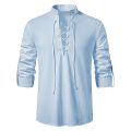 2023 New Men's Casual Blouse Cotton Linen Shirt Tops Long Sleeve Tee Shirt Spring Autumn Slanted Placket Vintage Yoga Shirts. 