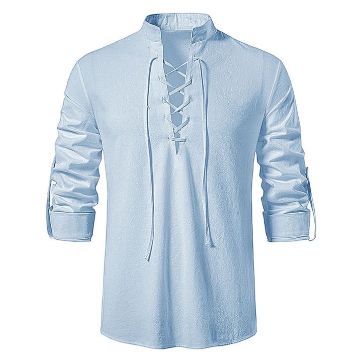 2023%20New%20Men's%20Casual%20Blouse%20Cotton%20Linen%20Shirt%20Tops%20Long%20Sleeve%20Tee%20Shirt%20Spring%20Autumn%20Slanted%20Placket%20Vintage%20Yoga%20Shirts%20-%20Image%204