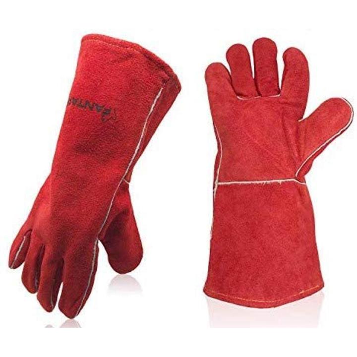 14"Leather Forge Welding Gloves Heat Resistant Wear Resistant