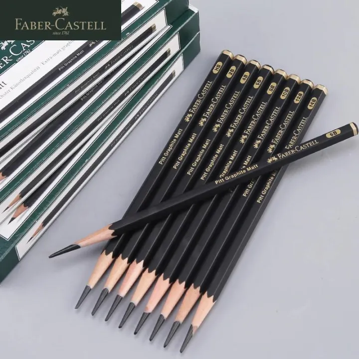 8 Pcs Faber-Castell Graphite Pitt Matt Pencil Set HB, 2B, 4B, 6B, 8B, 10B, 12B, 14B Sketching Drawing Artists’ Quality Amour zii