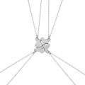 M2EA 4 Piece Four Leaf Clover Stitching Necklace Magnet Stone BFF Friendship Heart Pendant Chain Choker Necklace Jewelry.