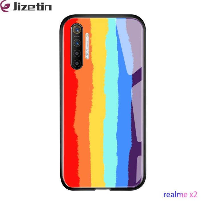 Jizetin for Realme X2 Realme XT Glass Back Cover Luxury
