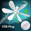 Usb Ceiling Fan 6-blade Silent Electric Fan 4-speed Ceiling Fan Outdoor Hanging Camping Tent Fan Cooling Tools. 