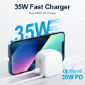 2022 Brand New  35W PD Adapter USB-C+C Dual Jack Fast Charge for apple iphone. 