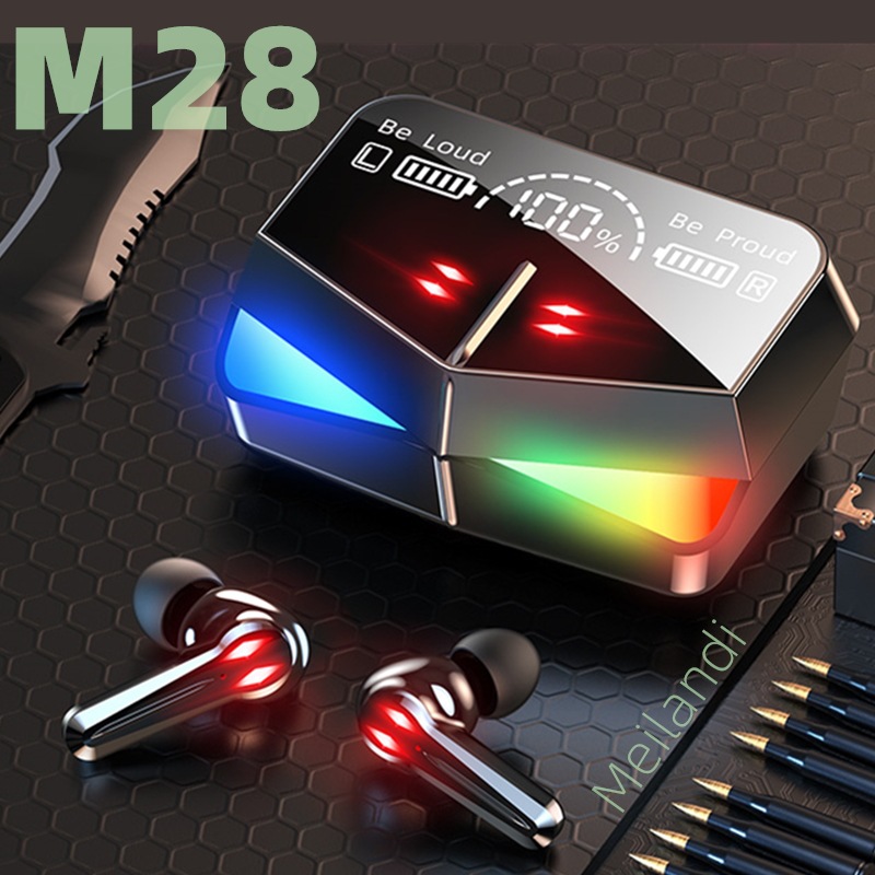 M28 TWS Bluetooth 5.1 Gaming Headset Dual Mode Wireless Earphones Sports Stereo Sound Low Latency LED Digital Display Smart Touch Earphone