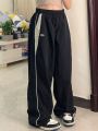 Y2k Women Wide Leg Cargo Pants Casual Streetwear Loose Drawstring Trousers Drawstring Sweatpants Female Vintage Baggy Joggers.