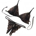 Women's Lace Underwear Set Bra Mesh Lace Print Three Point Underwear Set. 