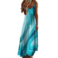 2023 Summer Oversized Women's Sleeveless A Version Long Dress Cross border V-neck Positioning Flower Loose Strap Dress.