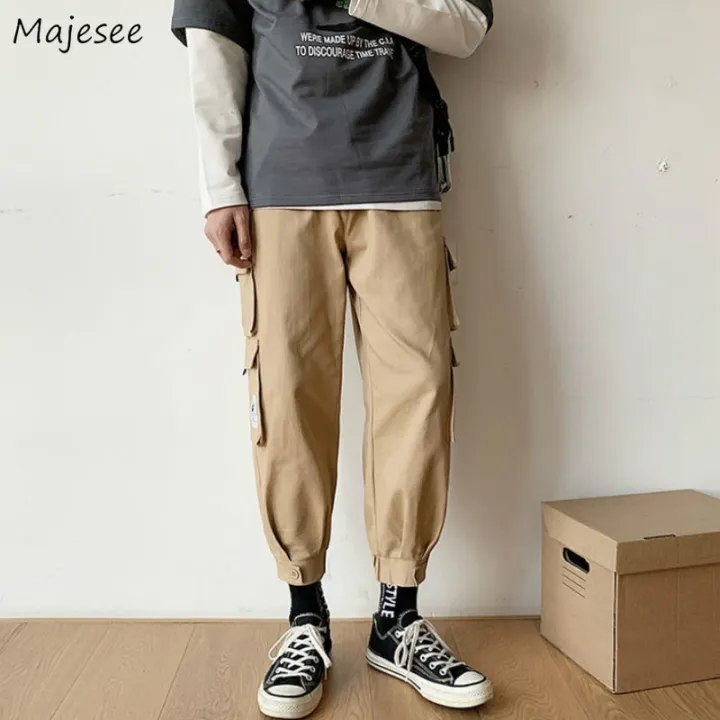 Men%20Casual%20Cargo%20Pants%20Solidckets%20Ankle-length%20Elastic%20Waist%20Fashion%20Streetwear%20All-match%20Korean%20Style%20Simple%20Chic%20Ins%20Loose%20-%20Image%204