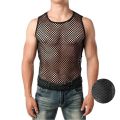 Sport Shirts Black Fishnet String Vest Men\'s Fishing Net Yarn Sleeveless. 