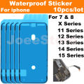 10pcs Waterproof Seal Adhesive Sticker for iPhone 15 14 13 12 11 Pro Max XS X XR 8 7 Plus 3M Pre-Cut LCD Screen Frame Tape Glue.